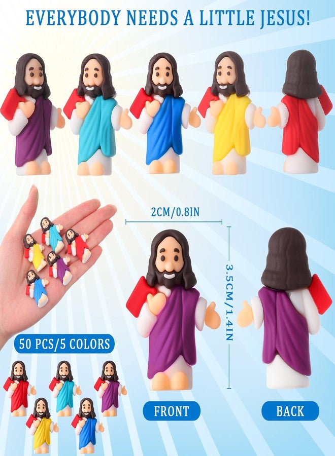 DoubleFill مجموعة دبل فيل المكونة من 50 قطعة من مجسمات يسوع الصغيرة، هدايا دينية للحفلات، مجسمات صغيرة ليسوع بكميات كبيرة للعبة الاختباء والبحث في عيد الميلاد، مدرسة الأحد، الكنيسة، هدية لطيفة للمعمودية، المناولة الأولى، عيد الفصح (على طراز الكتاب المقدس). - Image 2